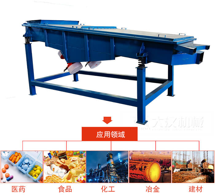 1035直線(xiàn)振動(dòng)篩主要適用行業(yè)：食品行業(yè)，化工行業(yè)，冶金行業(yè)，醫藥行業(yè)，建材行業(yè)，行業(yè)等。